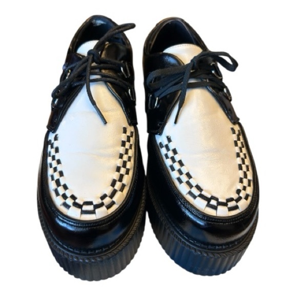 Rose.G Black White Punk Lace Up Platform Creepers Shoe Size 10 Retro 90s Unisex - Picture 4 of 16
